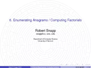 Enumerating Anagrams  Computing Factorials Robert Sna