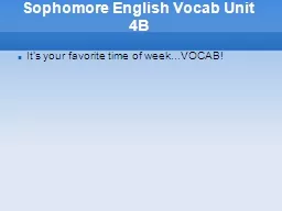 Sophomore English Vocab Unit 4B