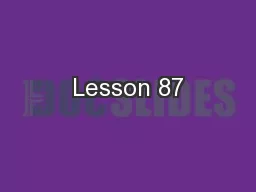 Lesson 87