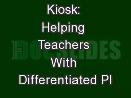 The Planning Kiosk: Helping Teachers With Differentiated Pl
