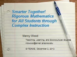 Smarter Together! Rigorous Mathematics for All Students thr