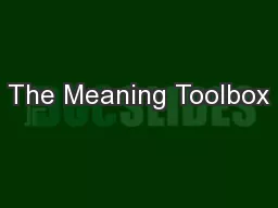 The Meaning Toolbox
