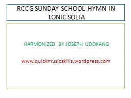 RCCG SUNDAY SCHOOL HYMN IN TONIC SOLFA
