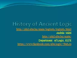History of Ancient Logic