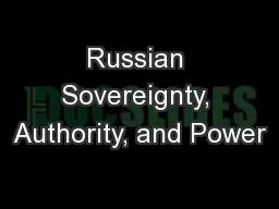 Russian Sovereignty, Authority, and Power