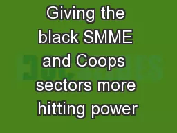 Giving the black SMME and Coops  sectors more hitting power