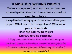 TEMPTATION WRITING PROMPT