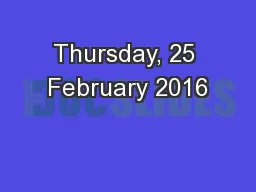 Thursday, 25 February 2016