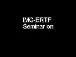 IMC-ERTF Seminar on
