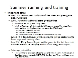 Summer running and training