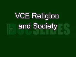 VCE Religion and Society