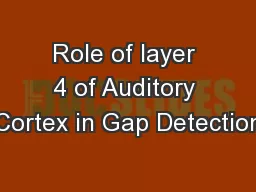 Role of layer 4 of Auditory Cortex in Gap Detection