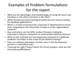 Examples of Problem formulations