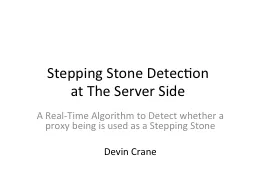 Stepping Stone Detection