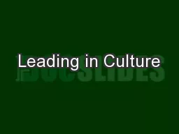 Leading in Culture