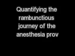 Quantifying the rambunctious journey of the anesthesia prov