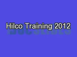 Hilco Training 2012