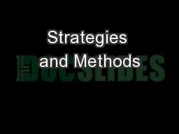 Strategies and Methods