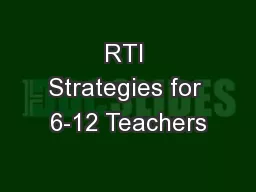 RTI Strategies for 6-12 Teachers