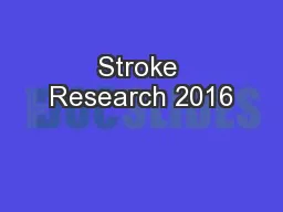 Stroke Research 2016