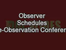 Observer Schedules Pre-Observation Conference