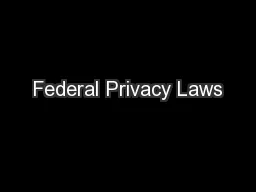 Federal Privacy Laws
