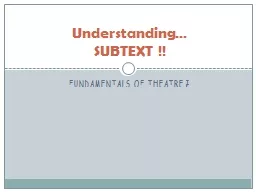 Fundamentals of Theatre I
