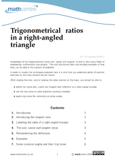 Trigonometrical ratios in a rightangled triangle mcTYt