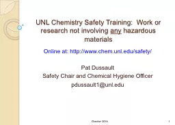 UNL Chemistry Safety Training:  Work or research not involv