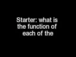 Starter: what is the function of each of the