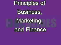 Principles of Business, Marketing, and Finance