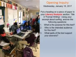 Opening Inquiry