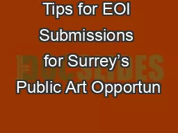 Tips for EOI Submissions for Surrey’s Public Art Opportun