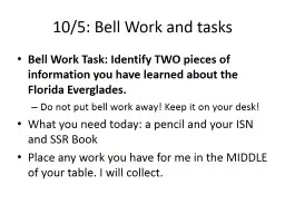 10/5: Bell Work and tasks