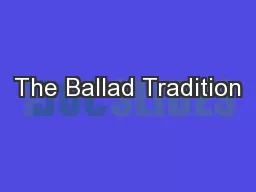 The Ballad Tradition