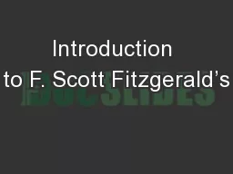 Introduction to F. Scott Fitzgerald’s