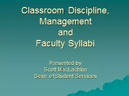 Classroom Discipline, Management