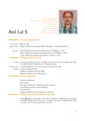 Anil Lal S Associate Professor Department of Mechanica