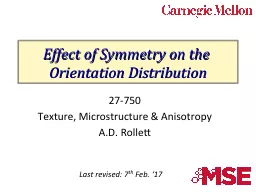Effect of Symmetry on the Orientation Distribution