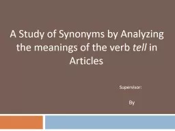 A Study of Synonyms by Analyzing the meanings of the verb