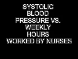SYSTOLIC BLOOD PRESSURE VS. WEEKLY HOURS WORKED BY NURSES