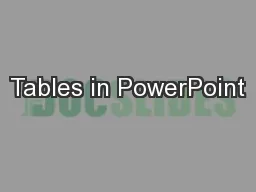 Tables in PowerPoint