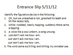 Entrance Slip 5/11/12