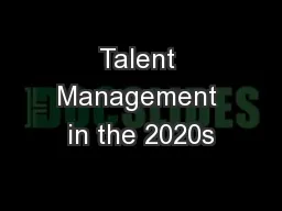 Talent Management in the 2020s