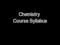 Chemistry Course Syllabus