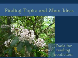 Finding Topics and Main Ideas