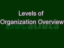 Levels of Organization Overview