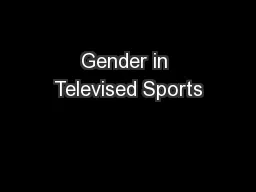 Gender in Televised Sports