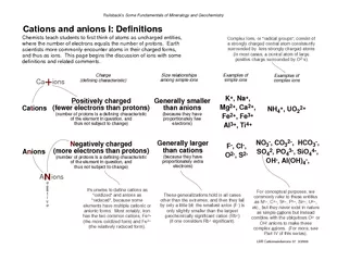 Cations and anions I Definitions Ca ions Positively ch