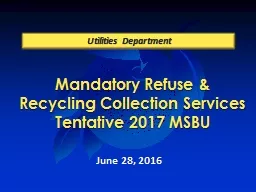 Mandatory Refuse & Recycling Collection Services Tentat